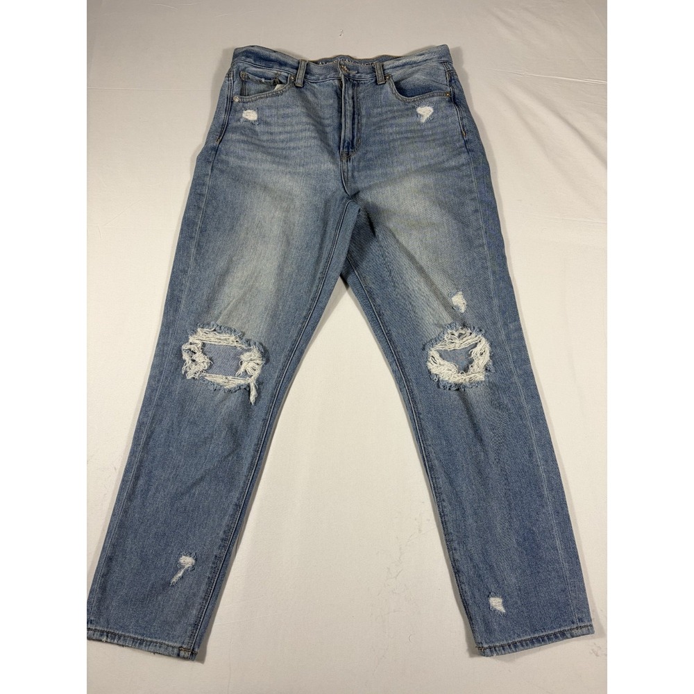 American Eagle Outfitters Jeans Womens 10 Blue Denim Distressed Whiskered Grunge